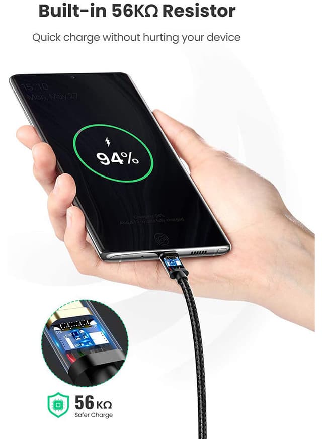 UGREEN USB C Cable Samsung Fast Charging Cable 2Pack 3A USB A to USB C Data Cord Nylon Braided Compatible for MacBook Pro, Nintendo Switch, Huawei MateBook iPad mini 6 etc - 2M black