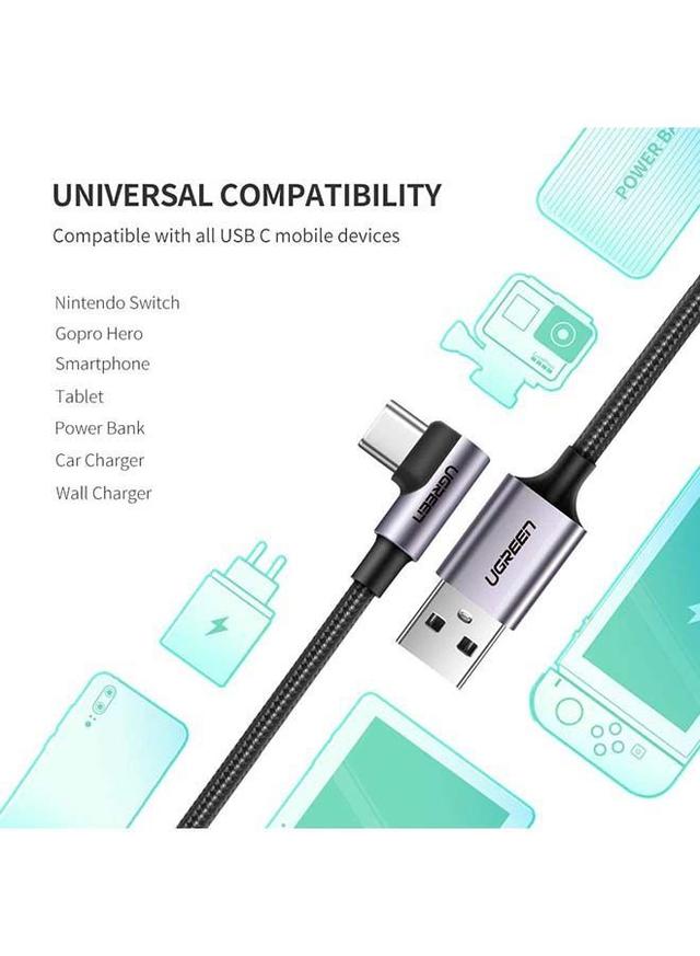 UGREEN USB C Cable Samsung Fast Charging Cord Right Angle 90 Degree USB A to Type C Fast Charger Compatible with Nintendo Switch, GoPro Hero 7 6 iPad mini 6-2M Black - SW1hZ2U6NTQyNTY0