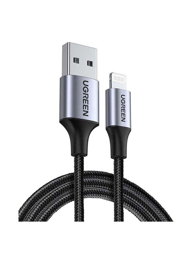 كيبل شحن آيفون USB إلى Lightning - أسود UGREEN iPhone Charging Cable 2M Nylon braided Lightning Cord Data Transfer