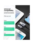 كيبل شحن آيفون USB إلى Lightning - أسود UGREEN iPhone Charging Cable 2M Nylon braided Lightning Cord Data Transfer