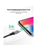 كيبل شحن آيفون USB إلى Lightning - أسود UGREEN iPhone Charging Cable 2M Nylon braided Lightning Cord Data Transfer