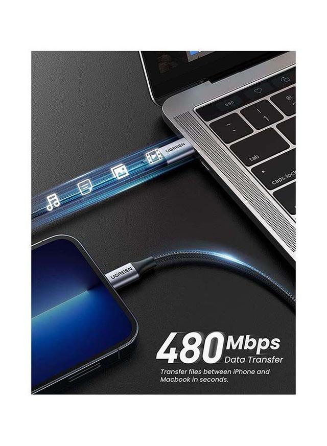 كابل ايفون إلى USB C شحن سريع سلك 2M (18W) متوافق مع اي فون 13/12/11 / XS / برو ماكس / برو / ميني / SE / باد 9 iPhone Cable 2M [MFi Certified] USB C to Lightning Fast Charging - SW1hZ2U6NTQwNTI2