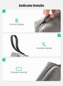 UGREEN Hard Drive Bag Digital Storage Leather Case Electronic Accessories Gadget Organizer with Grid Layered Travel Gear Carrying Sleeve Pouch for USB Cable Earphones Grey