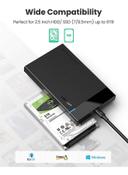 UGREEN Hard Drive Enclosure USB C 3.1 Gen 2 External Hard Disk Case  to SATA SDD Cover Adapter for 9.5mm 7mm 2.5 Inch SATA I II III PS4 HDD SSD 6Gbps Fast Speed UASP Black
