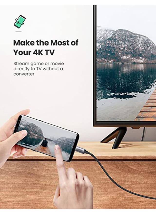 UGREEN USB C to HDMI Cable 3M USB 3.1 Type C Thunderbolt 3 to HDMI 4K 60Hz UHD Adapter Aluminum Shell Converter for iPad Mini 6 Macbook Pro 2021 Huawei P20 Mate 20 black