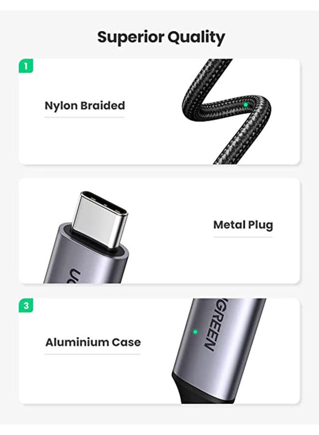 UGREEN USB C to HDMI Cable 3M USB 3.1 Type C Thunderbolt 3 to HDMI 4K 60Hz UHD Adapter Aluminum Shell Converter for iPad Mini 6 Macbook Pro 2021 Huawei P20 Mate 20 black