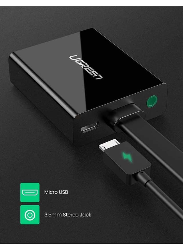 وصلة تحويل HDMI إلى VGA مع منفذ صوت و منفذ شحن - أسود UGREEN Active HDMI to VGA Adapter Converter - 207733