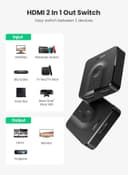 UGREEN 2 In 1 Out HDMI Switch, Bi-Directional HDMI Splitter, Easy Switch HDMI Selector Support 4K, HDR, 3D, HDCP for TV Box, PS4, Laptop, PC HDTV Projector, Display Monitor Black