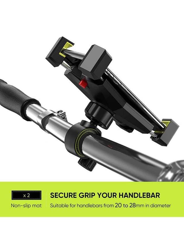 حامل هاتف للدراجة النارية من الفولاذ المقاوم للصدأ مقبض 360 درجة Bicycle Motorcycle Phone Mount Stainless Steel Handlebar 360 Rotation black