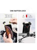 حامل هاتف للدراجة النارية من الفولاذ المقاوم للصدأ مقبض 360 درجة Bicycle Motorcycle Phone Mount Stainless Steel Handlebar 360 Rotation black
