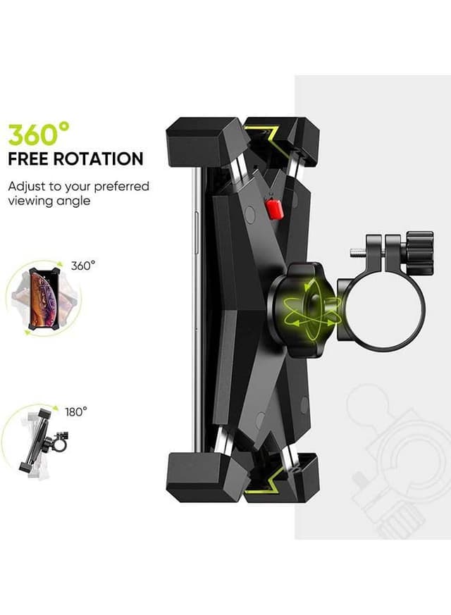 حامل هاتف للدراجة النارية من الفولاذ المقاوم للصدأ مقبض 360 درجة Bicycle Motorcycle Phone Mount Stainless Steel Handlebar 360 Rotation black