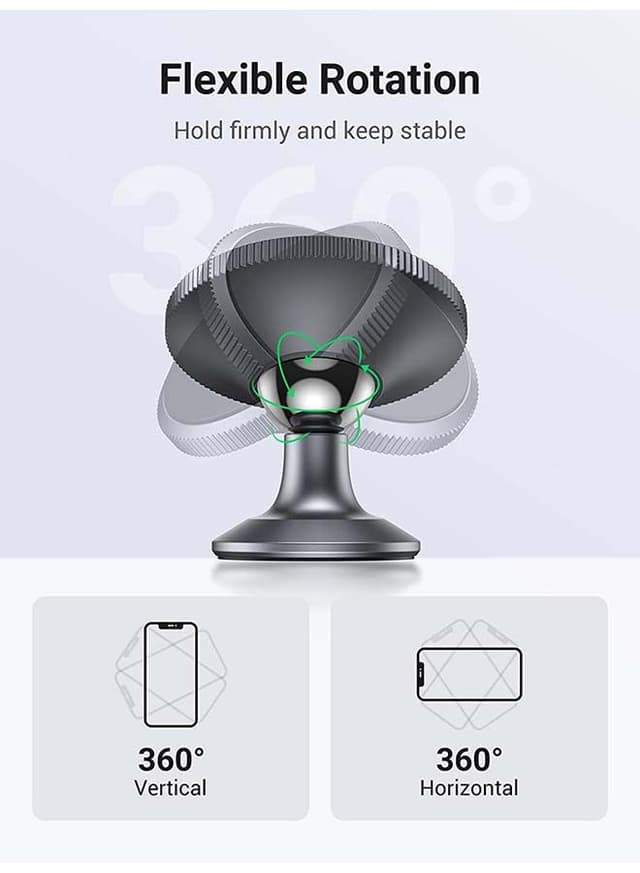 UGREEN Car Phone Holder Magnetic Dashboard Mobile Mount 2 Metal Plates for iPhone 13 Pro 13 Pro Max 13 13 mini iPhone 12 11 XR Samsung S10 S9 S8 A70 Huawei P30 P20 Starry Gray