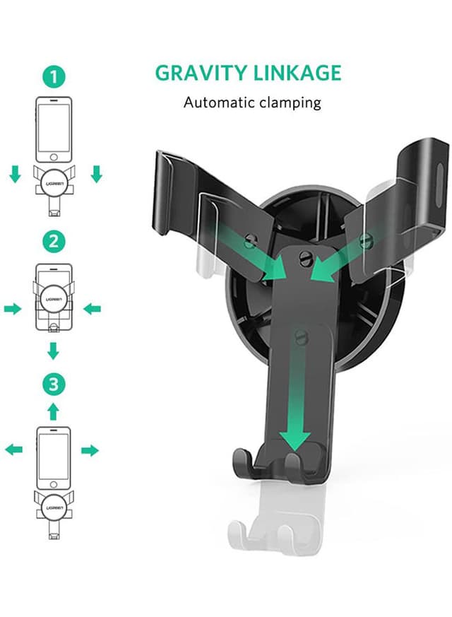 UGREEN Car Phone Holder Gravity Linkage Mobile Mount Compatible Wtih CD Slot Adjustable 360 Â° Rotation Auto Lock Car Cradle for iPhone 13 12 11, Samsung Galaxy S9 S8 Huawei P40 black