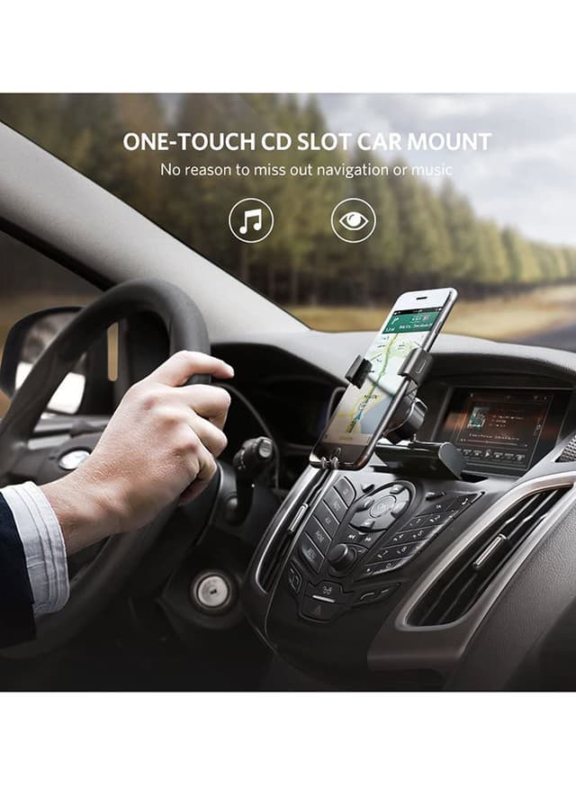 UGREEN Car Phone Holder Gravity Linkage Mobile Mount Compatible Wtih CD Slot Adjustable 360 Â° Rotation Auto Lock Car Cradle for iPhone 13 12 11, Samsung Galaxy S9 S8 Huawei P40 black
