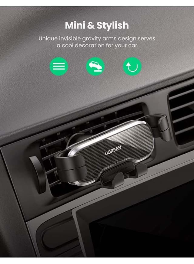 UGREEN Car Phone Holder Air Vent Mount Gravity Auto Clamp Retractable Cradle Clip for iPhone 13 13 Mini 13 Pro 13 Pro Max 11 min pro max XR XS Samsung S20 S10 A71 A70 black
