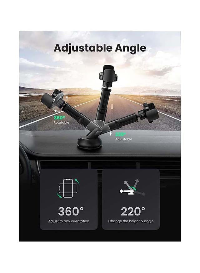 UGREEN Car Phone Holder Dashboard Mobile Stand Windshield Car Cradle Suction for iPhone 13 Pro 13 Pro Max 13 13 mini iPhone 12 pro max 11 Pro Max Xs Max X Galaxy S10+ Black