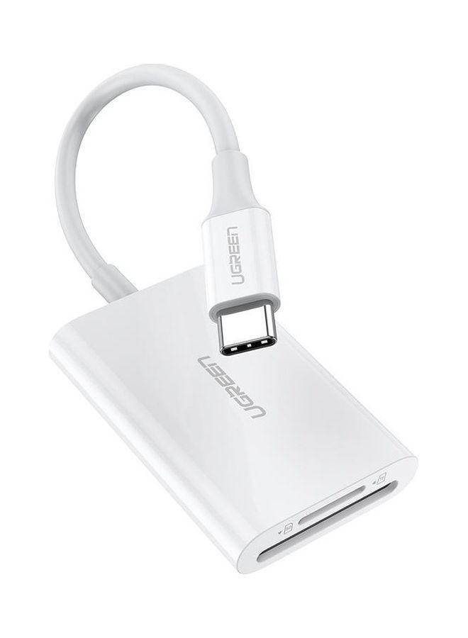 قارئ بطاقة USB C لـ UHS-II أبيض USB C Card Reader for UHS-II White