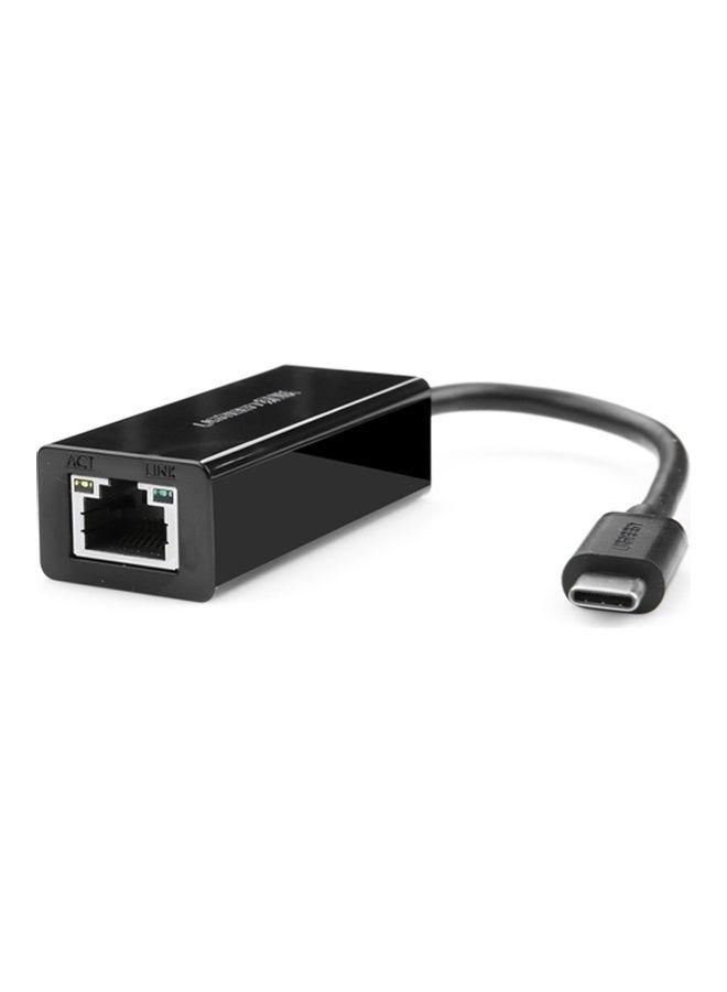 محول USB من النوع C إلى إيثرنت أسود USB Type C To Ethernet Adapter Black