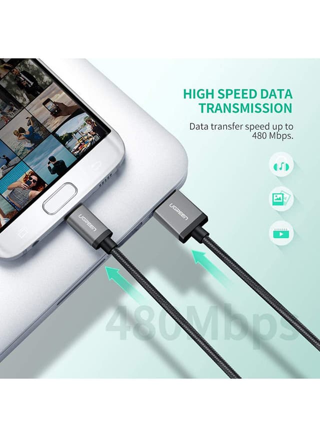 UGREEN Micro USB Cable 2M Nylon Braided Wire Fast Quick Charger Cord USB to Micro USB 2.0 Android Charging Cord Compatible with Note, Nexus, Nokia, PS4 Black