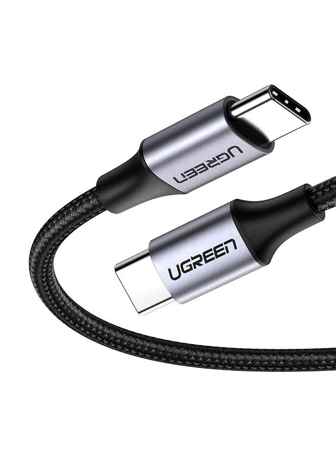 كيبل شحن USB C إلى 2.0 USB C - أسود UGREEN USB C Cable, Nylon-Braided USB-C to USB-C 2.0 Cord