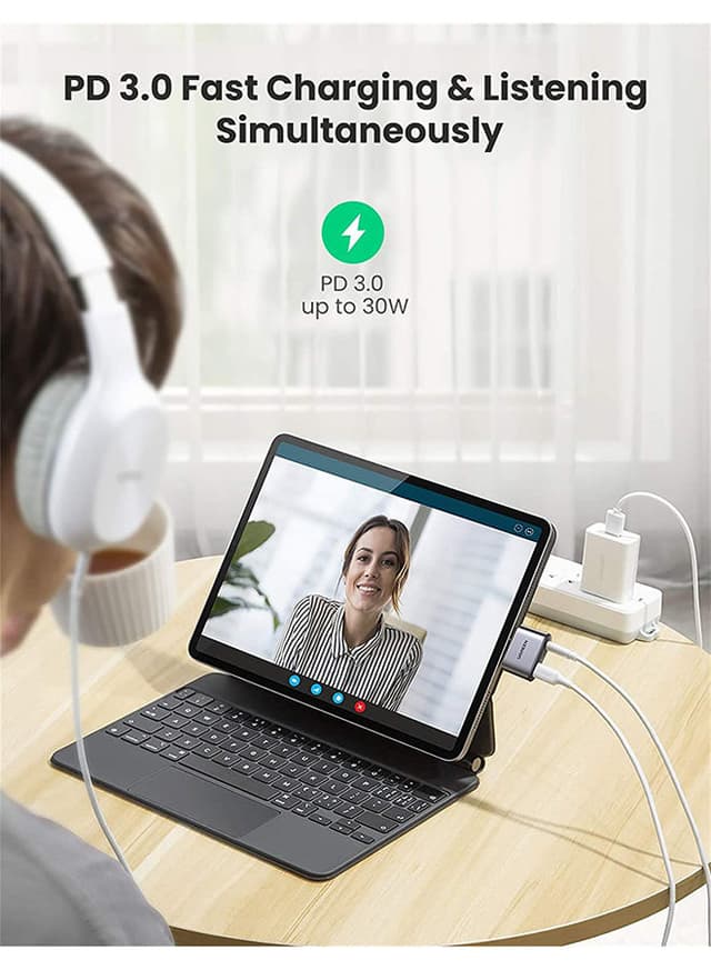 UGREEN USB C To 3.5mm Jack Headphone Charger Splitter CM231 grey