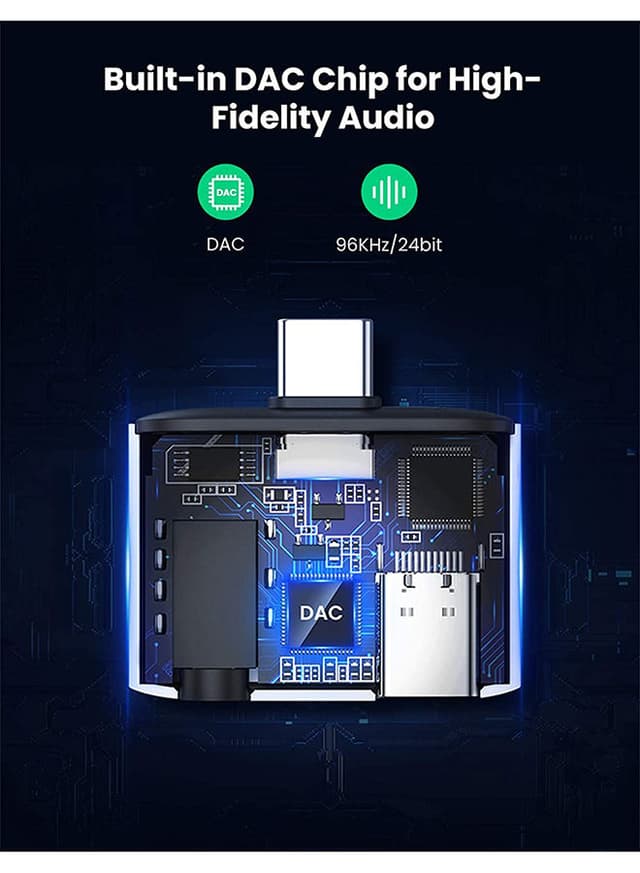 UGREEN USB C To 3.5mm Jack Headphone Charger Splitter CM231 grey