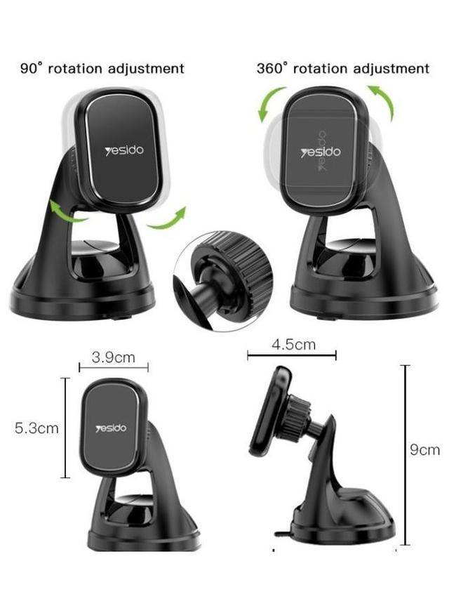 Yesido Free Rotation Magnetic Car Holder 360 Degree For Mobiles Black - SW1hZ2U6NTQzODU5