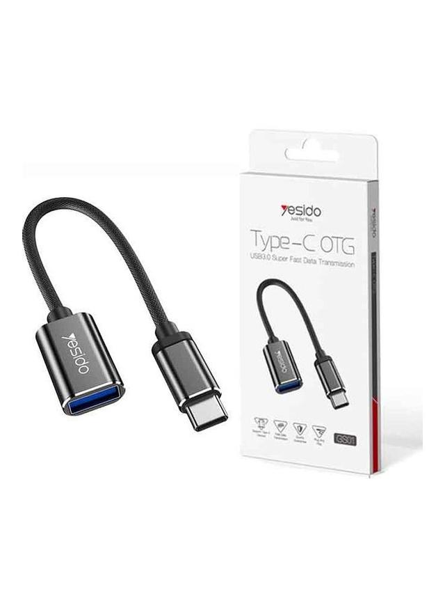 محولة من USB-A الى Type-C أسود OTG Super Fast USB 3.0 Data Transmission - YESIDO - SW1hZ2U6NTQ0MTEx