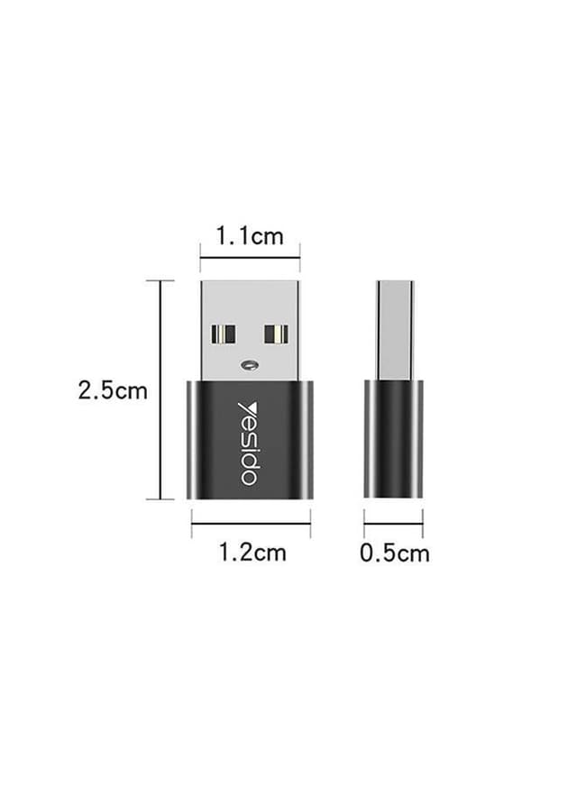 محول OTG صغير من Type-C إلى 2.0 USB أسود | Yesido Type-C To USB Adapter