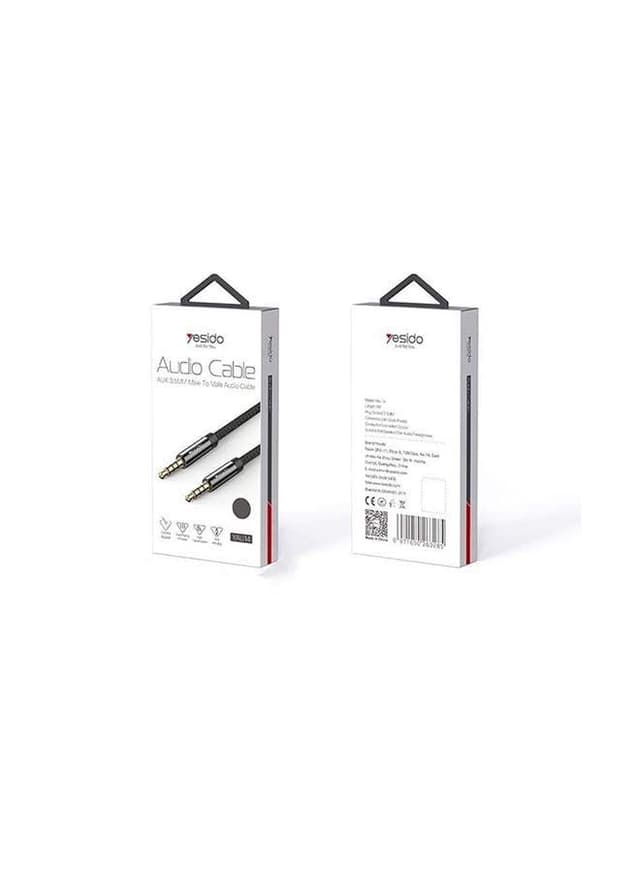 وصلة تحويل من Aux إلى Aux أسود 2.0 متر | Aux 3.5mm Male To Male Audio Cable