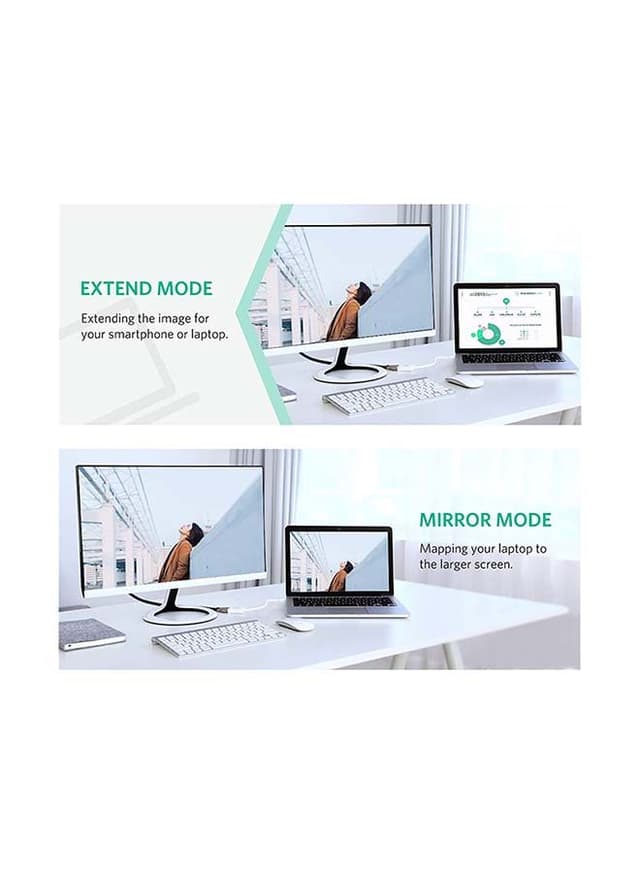 UGREEN Mini DisplayPort to HDMI Adapter Male to Female Thunderbolt 2.0 Transfer Compatible for Apple MacBook Pro MacBook Air Microsoft Surface Pro 4 3 Google Chromebook White