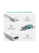 UGREEN Mini DisplayPort to HDMI Adapter Male to Female Thunderbolt 2.0 Transfer Compatible for Apple MacBook Pro MacBook Air Microsoft Surface Pro 4 3 Google Chromebook White