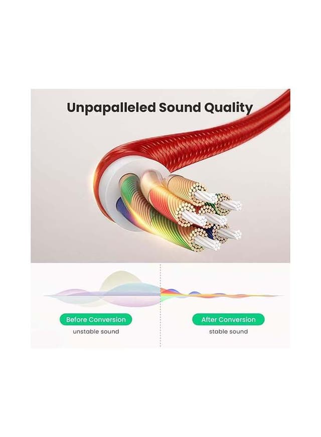كيبل تحويل USB-C إلى 3.5 Female - أحمر UGREEN USB C To Aux Adapter Red