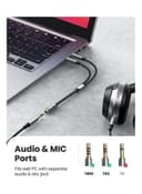 وصلة سماعة ( مقسم سماعة الرأس ) - اسود UGREEN - Headphone Splitter Female to Dual Headphone and Microphone Male Port Headphone Adapter TRRS Y Splitter