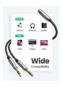 وصلة سماعة ( مقسم سماعة الرأس ) - اسود UGREEN - Headphone Splitter Female to Dual Headphone and Microphone Male Port Headphone Adapter TRRS Y Splitter