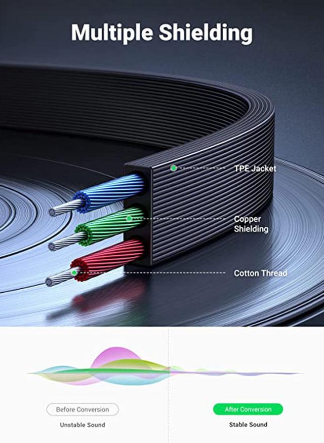 سلك اوكس 3.5 مم و 2 متر أسود يوغرين UGREEN Aux Cable Auxiliary Audio Jack to Jack Cable