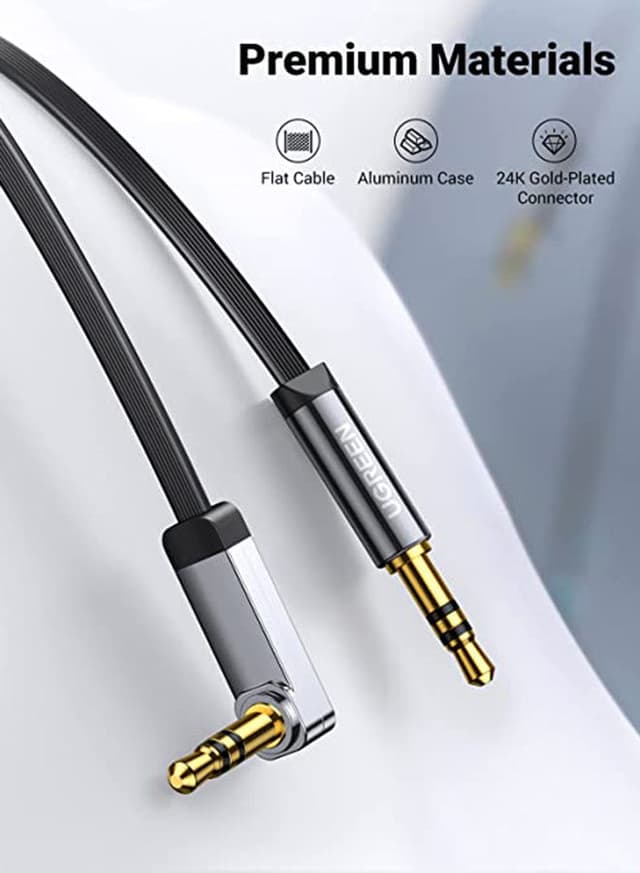 سلك اوكس 3.5 مم و 2 متر أسود يوغرين UGREEN Aux Cable Auxiliary Audio Jack to Jack Cable