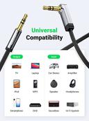 سلك اوكس 3.5 مم و 2 متر أسود يوغرين UGREEN Aux Cable Auxiliary Audio Jack to Jack Cable