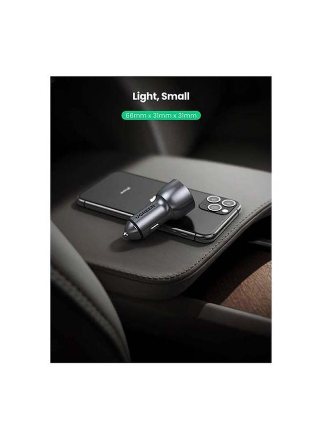 UGREEN Fast Car Charger Adapter 42.5W Dual USB Quick Charge QC 3.0 and PD Fast Charging Car Plug for iPhone 13 Pro 13 Pro Max 13 13 mini 12 Pro Max New iPad 9 Silver