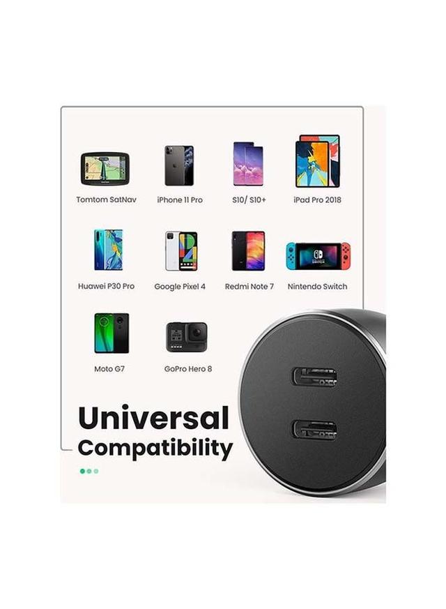 شاحن سيارة شحن سريع بمنفذين 18 واط قضي يوجرين Ugreen Fast Car Charger Adapter
