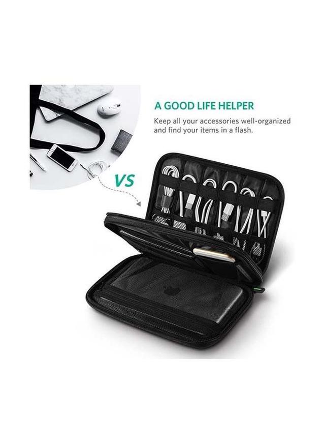 UGREEN Double Layer Travel Gadget Bag For USB Cable/SD Card/Hard Drive/Power Bank/Digital Camera/Nintendo Switch/E-Book Or Tablet (Up To 7.9'') Black
