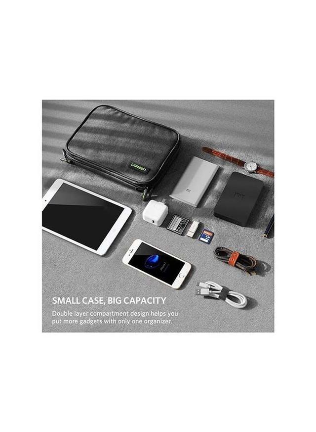 UGREEN Double Layer Travel Gadget Bag For USB Cable/SD Card/Hard Drive/Power Bank/Digital Camera/Nintendo Switch/E-Book Or Tablet (Up To 7.9'') Black