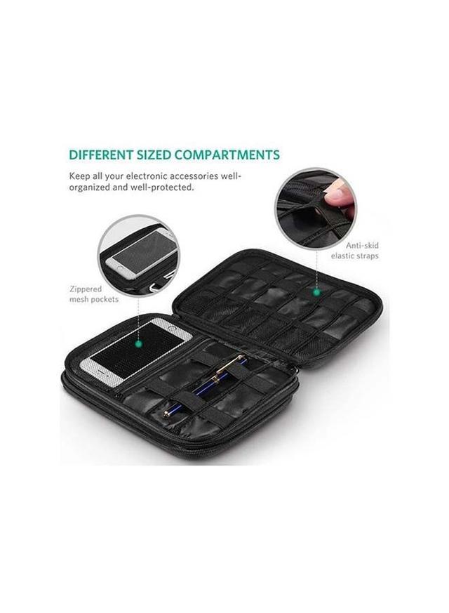 UGREEN Double Layer Travel Gadget Bag For USB Cable/SD Card/Hard Drive/Power Bank/Digital Camera/Nintendo Switch/E-Book Or Tablet (Up To 7.9'') Black