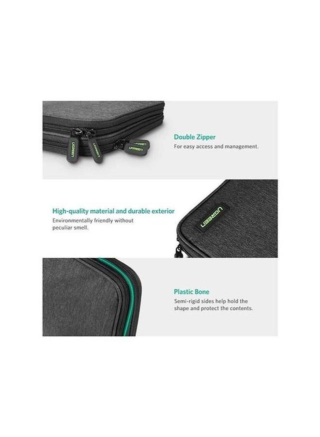 UGREEN Double Layer Travel Gadget Bag For USB Cable/SD Card/Hard Drive/Power Bank/Digital Camera/Nintendo Switch/E-Book Or Tablet (Up To 7.9'') Black - SW1hZ2U6NTQ2MTE2