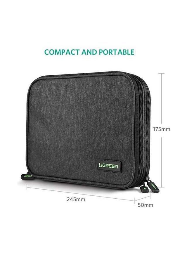 UGREEN Double Layer Travel Gadget Bag For USB Cable/SD Card/Hard Drive/Power Bank/Digital Camera/Nintendo Switch/E-Book Or Tablet (Up To 7.9'') Black