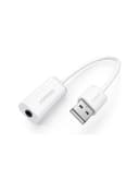 محول صوت USB إلى Aux 3.5 mm لون أبيض  USB Audio Adapter With 3.5mm Aux Stereo - UGreen - 305616