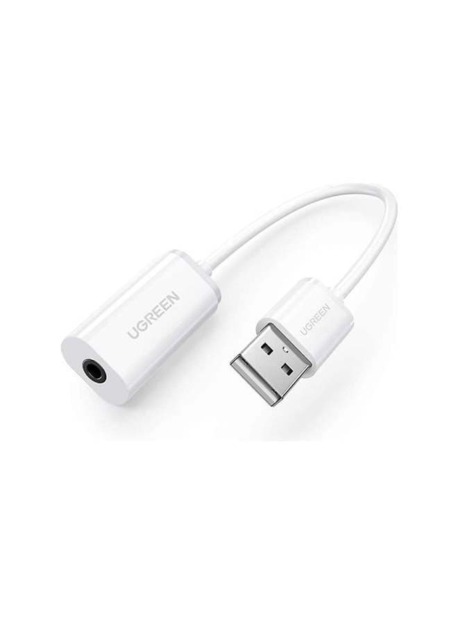 محول صوت USB إلى Aux 3.5 mm لون أبيض  USB Audio Adapter With 3.5mm Aux Stereo - UGreen