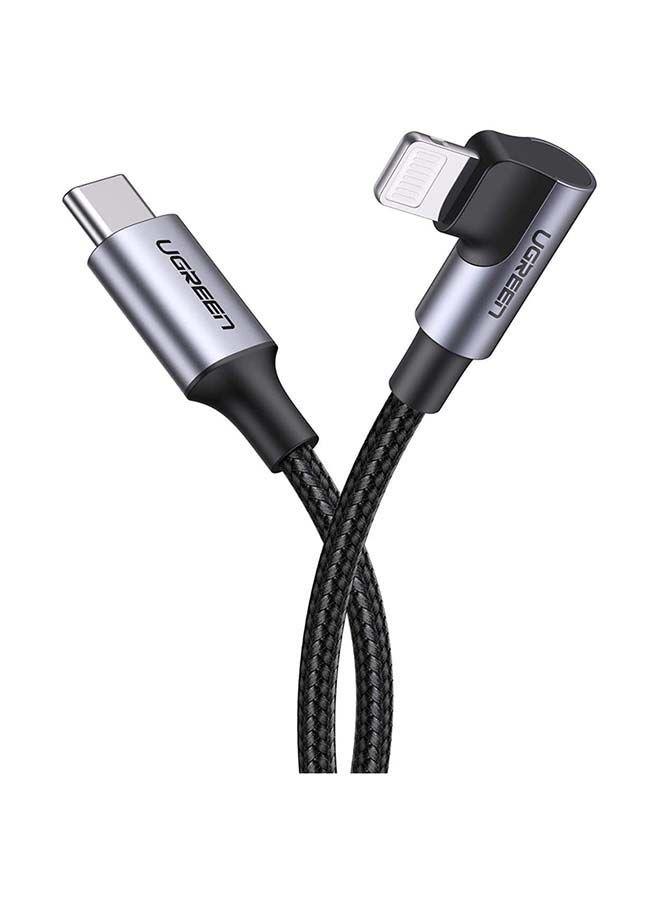 كابل شحن أيفون PD سريع إلى USB C ومزامنة بيانات سريع 90 درجة متوافق مع اي فون 13/12/11 / XS / XR / برو ماكس / برو / ميني / SE / باد 9- 2M الأسود iPhone Charging Cable [MFi Certified] PD Fast USB C to Lightning Cord Quick Data Sync Braided 90 Degree