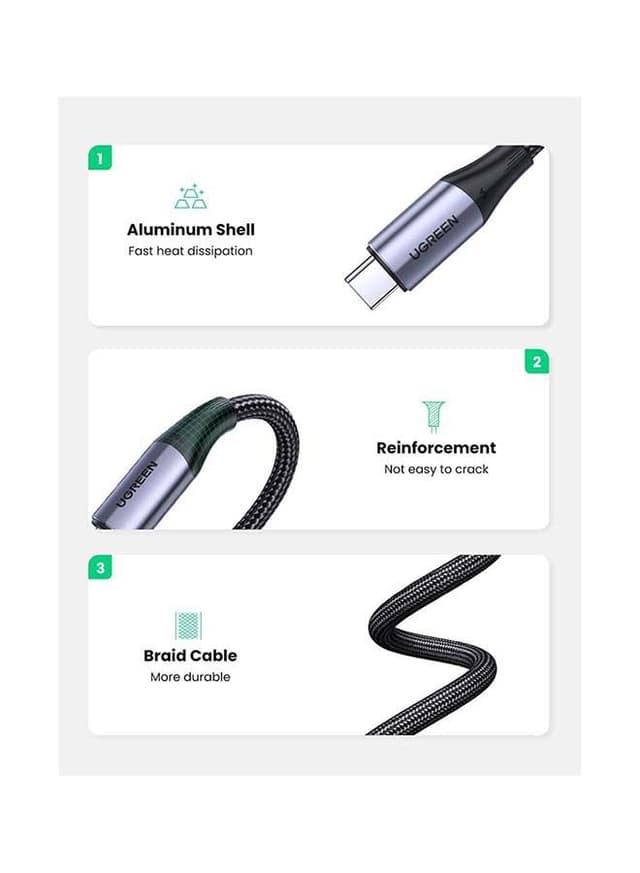 UGREEN USB-C to C Cable 1M 100W Power Delivery USB C 3.1 Gen 2 10Gbps 4K Video Compatible for iPad mini 6/Pro 2020,MacBook Pro/Air,Matebook,Chromebook,Samsung Galaxy, Pixel, NS Black
