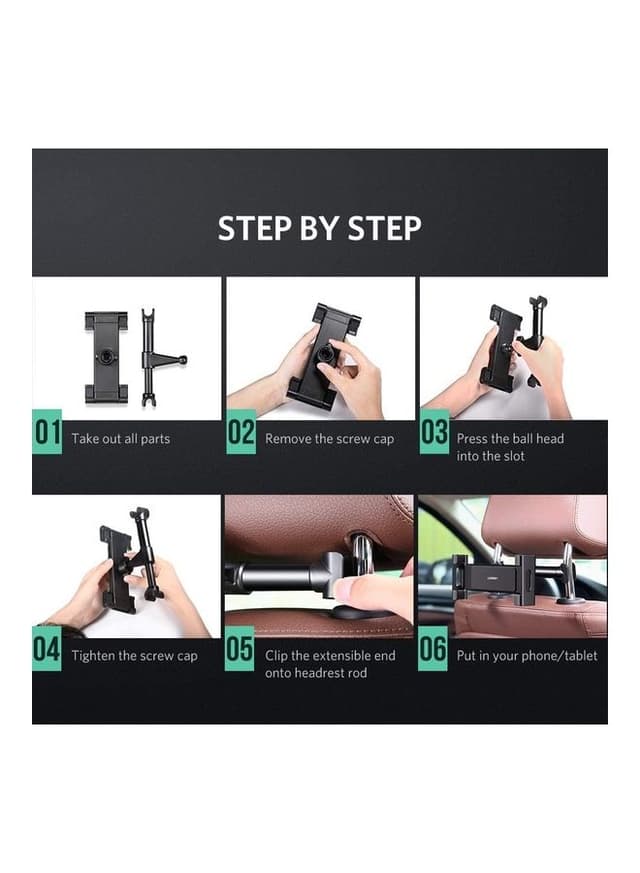 حامل ايباد للسيارة على ظهر المقعد الأمامي أسود يوجرين Ugreen Black On The Back Of The Front Seat IPad Holder For Car